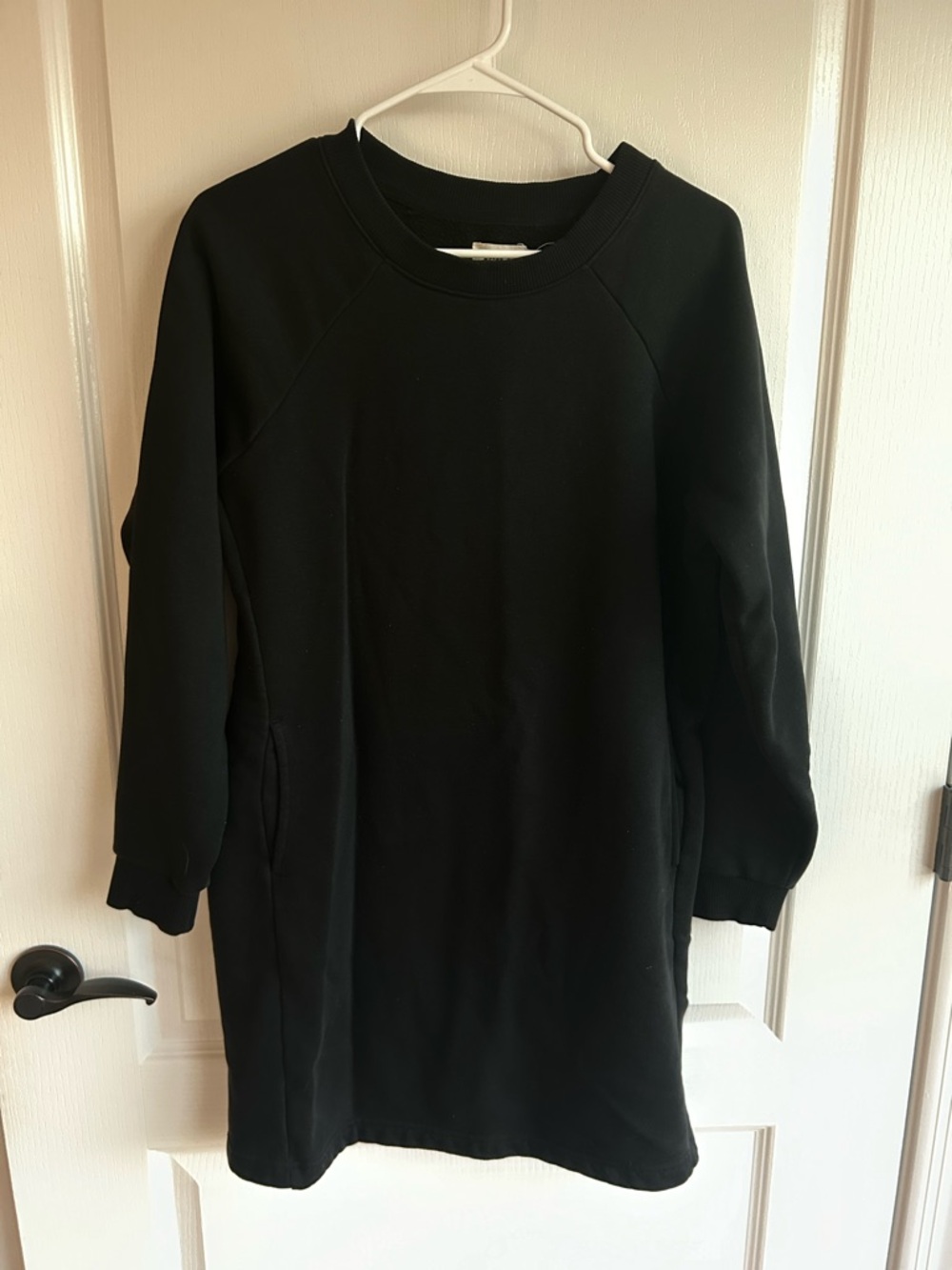 Pact 100% Organic Cotton Black Crewneck Sweatshirt Dress